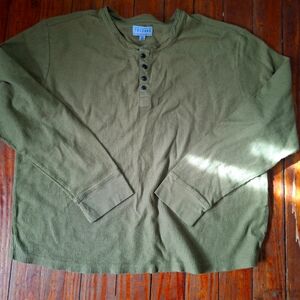 Tecovas Men's XL Long Sleeve Green Waffle Knit Pima Cotton Thermal Henley Shirt